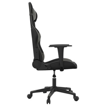 vidaXL Καρέκλα Gaming Μασάζ Μαύρο/Γκρι από Συνθετικό Δέρμα 64x60x(117-127)cm 1 τεμ.