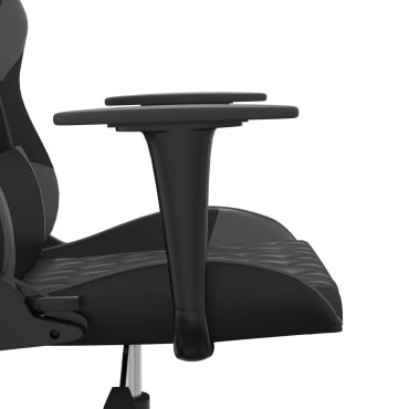 vidaXL Καρέκλα Gaming Μασάζ Μαύρο/Γκρι από Συνθετικό Δέρμα 64x60x(117-127)cm 1 τεμ.