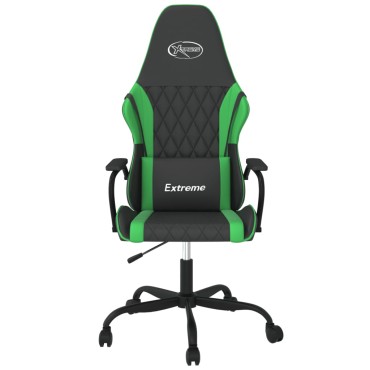 vidaXL Καρέκλα Gaming Μασάζ Μαύρο/Πράσινο από Συνθετικό Δέρμα 54x61,5x(118,5-128)cm 1 τεμ.