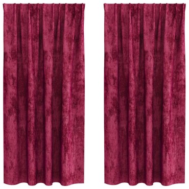 vidaXL Βελούδινες Κουρτίνες 2 τμχ. Μπορντό 175x140cm Βελούδο