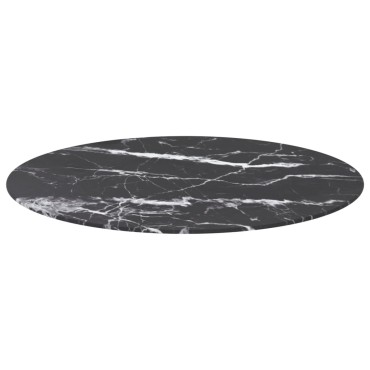 vidaXL Επιφάνεια Τραπεζιού Μαύρη 80x1cm Ψημ. Γυαλί Μαρμ. Σχέδιο 1 τεμ.