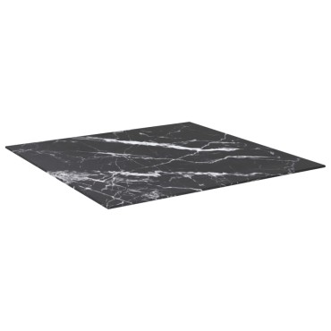 vidaXL Επιφάνεια Τραπεζιού Μαύρη 80x80cm 6 χιλ Ψημ. Γυαλί Μαρμ. Σχέδιο 1 τεμ.