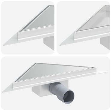 vidaXL 2 σε 1 Τριγωνική Σαρωθριά Λεκάνη Ασημί 32 x 32 x 7,5 εκ