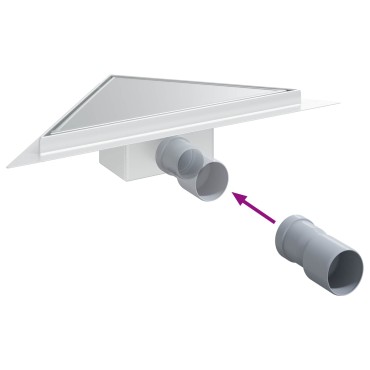 vidaXL 2 σε 1 Τριγωνική Σαρωθριά Λεκάνη Ασημί 32 x 32 x 7,5 εκ