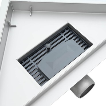 vidaXL 2 σε 1 Τριγωνική Σαρωθριά Λεκάνη Ασημί 32 x 32 x 7,5 εκ