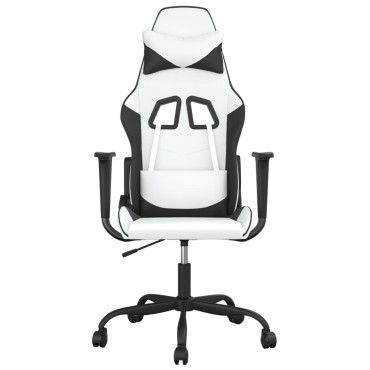 vidaXL Καρέκλα Gaming Λευκό/Μαύρο από Συνθετικό Δέρμα 66x56x(120,5-131)cm 1 τεμ.