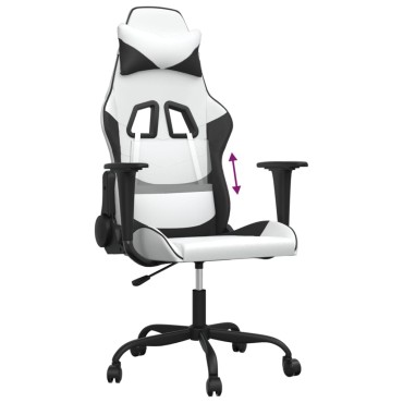 vidaXL Καρέκλα Gaming Λευκό/Μαύρο από Συνθετικό Δέρμα 66x56x(120,5-131)cm 1 τεμ.