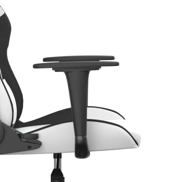vidaXL Καρέκλα Gaming Μασάζ Λευκό/Μαύρο από Συνθετικό Δέρμα 66,5x61x(118-127,5)cm 1 τεμ.