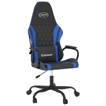 vidaXL Καρέκλα Gaming Μασάζ Μαύρο/Μπλε από Συνθετικό Δέρμα 54x61,5x(118,5-128)cm 1 τεμ.