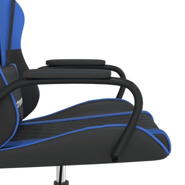 vidaXL Καρέκλα Gaming Μασάζ Μαύρο/Μπλε από Συνθετικό Δέρμα 54x61,5x(118,5-128)cm 1 τεμ.