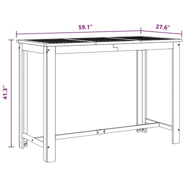 vidaXL Τραπέζι Μπαρ 150x70x105cm από Μασίφ Ξύλο Ακακίας 1 τεμ.
