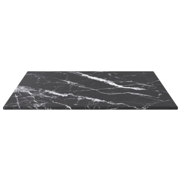 vidaXL Επιφάνεια Τραπεζιού Μαύρη 40x40cm 6 χιλ Ψημ. Γυαλί Μαρμ. Σχέδιο 1 τεμ.