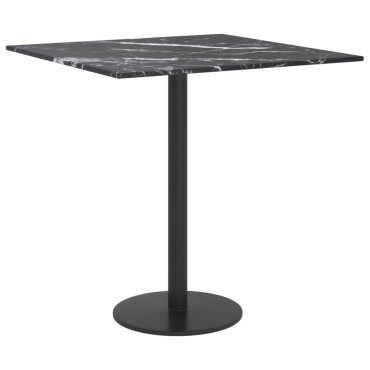 vidaXL Επιφάνεια Τραπεζιού Μαύρη 40x40cm 6 χιλ Ψημ. Γυαλί Μαρμ. Σχέδιο 1 τεμ.