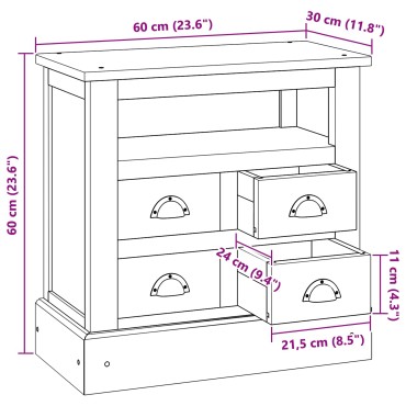 vidaXL Ντουλάπι αποθήκευσης Φυσικό 60x30x60cm Στερεό Ξύλο Τίκ 1 τεμ.