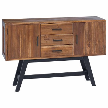 vidaXL Βάση TV με συρτάρι Φυσικό 110x30x75cm Στερεό Ξύλο Τίκ