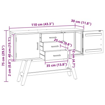 vidaXL Βάση TV 110x30x75cm Φυσικό Στερεό Ξύλο Τίκ