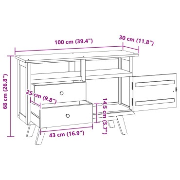 vidaXL Πλαϊνό γραφείο Φυσικό 100x30x68cm Στερεό Ξύλο Τίκ 1 τεμ.