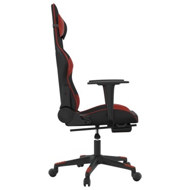 vidaXL Καρέκλα Gaming Μασάζ Υποπόδιο Μαύρο/Μπορντό από Συνθετικό Δέρμα 64x60x(117-127)cm 1 τεμ.