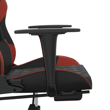 vidaXL Καρέκλα Gaming Μασάζ Υποπόδιο Μαύρο/Μπορντό από Συνθετικό Δέρμα 64x60x(117-127)cm 1 τεμ.