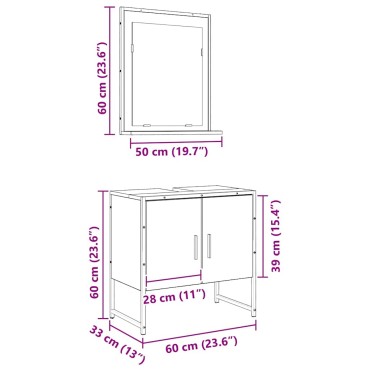 vidaXL Σετ Επίπλων Μπάνιου 2 τεμ. Καφέ 60x33x60 εκ