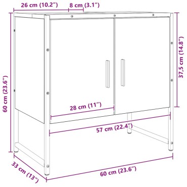 vidaXL Ντουλάπι Νιπτήρα Μπάνιου Αρτισιανή Δρυς 60x33x60cm Επεξ. Ξύλο 1 τεμ.