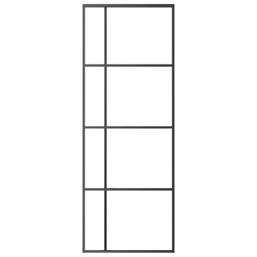 vidaXL Συρόμενη Πόρτα Μαύρη 76 x 205 εκ. από Γυαλί ESG / Αλουμίνιο