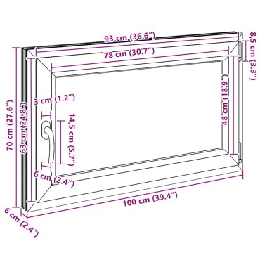 vidaXL Παράθυρο Υπογείου "RISOR" 100x70 εκ. Ανακλινόμενο & Περιστρεφόμενο DIN Δεξί Ανθρακί