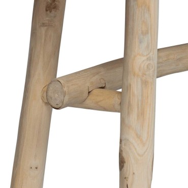 vidaXL Παγκάκι από Δέρμα Κατσίκας / Ξύλο Teak 100x30x45cm 1 τεμ.