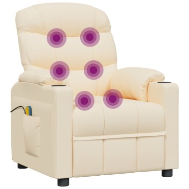 vidaXL Πολυθρόνα Μασάζ Ηλεκτρική Κρεμ Υφασμάτινη