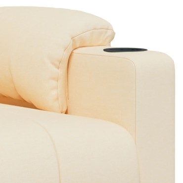 vidaXL Πολυθρόνα Μασάζ Ηλεκτρική Κρεμ Υφασμάτινη