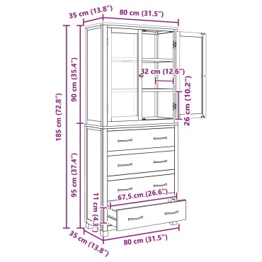 vidaXL Σετ Αποθηκευτικών Επίπλων 2 τεμ. Φυσικό 80x35x185 εκ