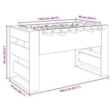 vidaXL Τραπέζι Φουτμπολ Σκυρόχρωμο Γκρι 146,5 x 74 x 85 εκ.