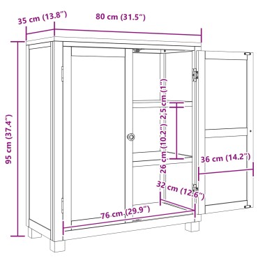 vidaXL Ντουλαπιού με αποθήκευση Καφέ 80x35x95cm Στερεό Ξύλο Δρυός 1 τεμ.