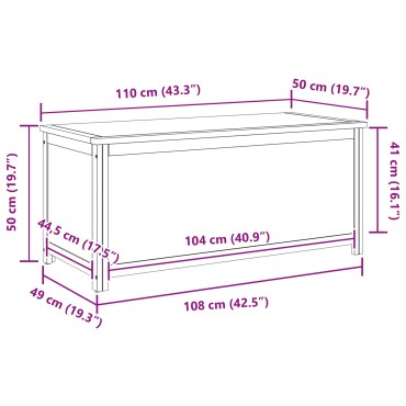 vidaXL Κουτί αποθήκευσης 110x45x45cm Στερεό Ξύλο Δρυός 1 τεμ.