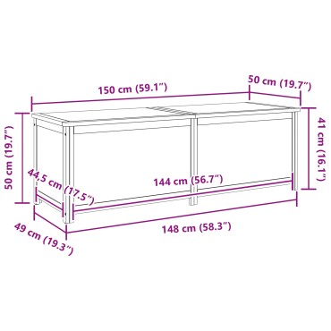 vidaXL Κουτί αποθήκευσης 150x45x45cm Στερεό Ξύλο Δρυός 1 τεμ.