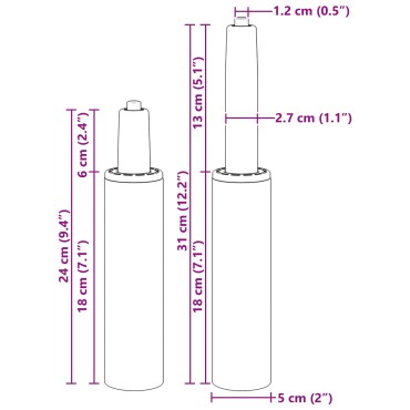 vidaXL Κύλινδρος Αερίου Καρέκλας Γραφείου Μαύρο 239-309 εκ Σίδερο