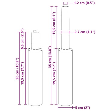 vidaXL Κύλινδρος Αερίου Καρέκλας Γραφείου Μαύρο 9 cm Σίδερο