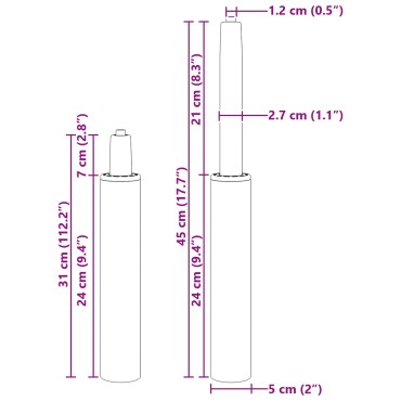 vidaXL Κύλινδρος Αερίου Καρέκλας Γραφείου Μαύρο 14 cm Σίδερο
