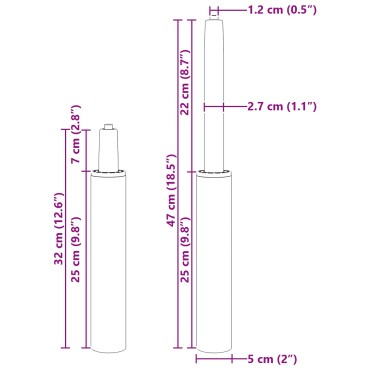 vidaXL Κύλινδρος Αερίου Καρέκλας Γραφείου Μαύρο 15,5 εκ Σίδερο