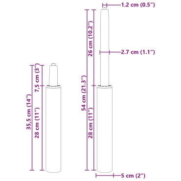 vidaXL Κύλινδρος Αερίου Καρέκλας Γραφείου Μαύρο 18,5 εκ Σίδερο