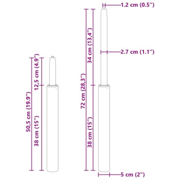 vidaXL Κύλινδρος Αερίου Καρέκλας Γραφείου Με επίστρωση χρωμίου 21,5 εκ