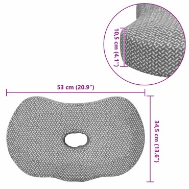vidaXL Μαξιλάρι λαιμού Γκρι 53 x 34,5 x 10,5 εκ. Αφρός Μνήμης