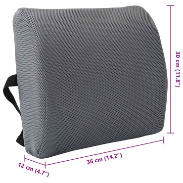 vidaXL Μαξιλάρι πλάτης Γκρι Αφρός Μνήμης 36 x 30 x 12 εκ.