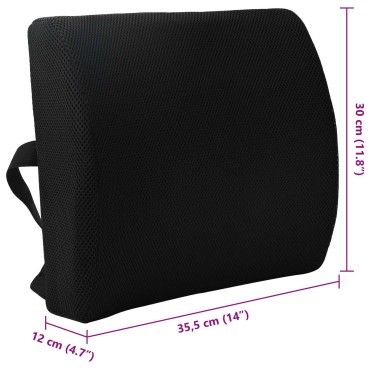 vidaXL Μαξιλάρι πλάτης Μαύρο Αφρός Μνήμης 35,5 x 30 x 12 εκ.