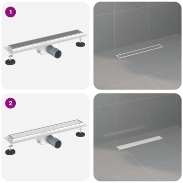 vidaXL 2 σε 1 εκροή ντους Ασημί 50 cm Ανοξείδωτο Ατσάλι 304
