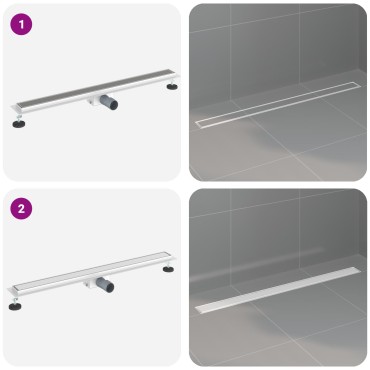 vidaXL 2 σε 1 εκροή ντους Ασημί 90 cm Ανοξείδωτο Ατσάλι 304