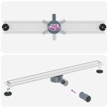 vidaXL Σιφόνι ντους 2-σε-1 με 360° σιφόνι Ασημί 90 cm