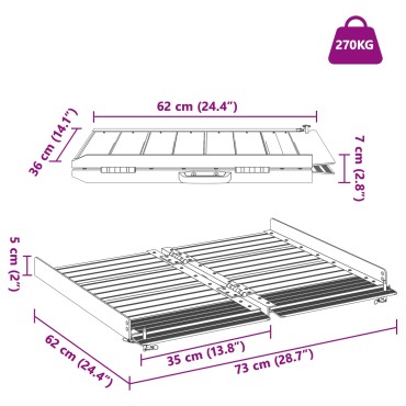 vidaXL Ράμπα για αμαξίδιο 270 κιλών Ασημί 62 x 73 x 5 εκ. Αλουμίνιο