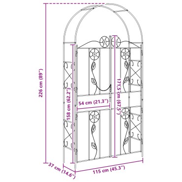 vidaXL Κήπος Αψίδα Μονόχρωμο Πράσινο 115 x 37 x 226 εκ