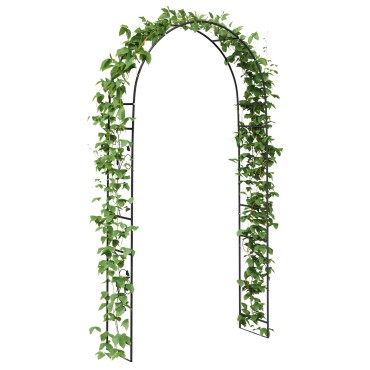 vidaXL Κήπος Αψίδα Floral Μαύρο 115 x 37 x 231 εκ.